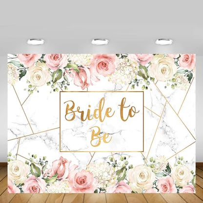MEHOFOND Bride to Be Marble Backdrop Bridal Shower Miss to Mrs Wedding Party Supplies White Blush Pink Floral Photobooth Girls Bachelorette Engagement Photography Background Banner 10x7ft - size: 10x7ft