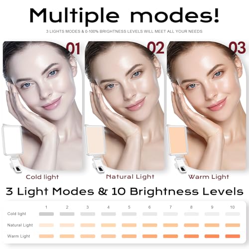 Rechargeable Soft Selfie Light for Phone, Camera, Laptop, 4-14H Battery Portable LED Light for Pictures, Phone Light Clip for Selfie, Vlog, TikTok, Makeup, Video Conference White Pro - color: White Pro