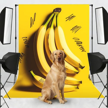 Yellow Banana Backdrop Background for Photography 5x7ft Photobooth Professional Photo Backdrop Curtains Video Photography Studio Photo Backgrounds Banner Booth Background Screen Parties - color: Yellow Banana