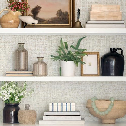 Beige Wallpaper Grasscloth Peel and Stick Wallpaper Beige Contact Paper for Walls 17.7 in x 590.5in Textured Wall Paper Vinyl Grasscloth Faux Linen Peel and Stick Self Adhesive Vinyl - color: Beige, size: 17.7" x 590.5"