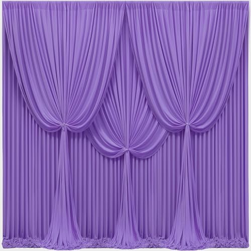 24x10FT Lavender Backdrop Curtains for Wedding Parties, Wrinkle Free Polyester Photography Backdrop Drapes for Wedding Baby Shower Birthday Parties Stage Background Stand Decorations 4x10ft,6 Panels - color: Lavender, size: W4' x H10'(6 Panels)