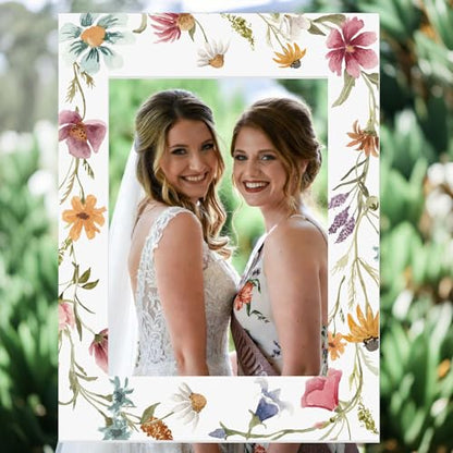 Bucherry 32 x 24 Inches Bridal Shower Photo Booth Props Picture Frame DIY PVC Cutouts Photo Booth Prop Selfie for Wedding Birthday Baby Shower Graduation Party Supplies Favor - style: Vintage Style