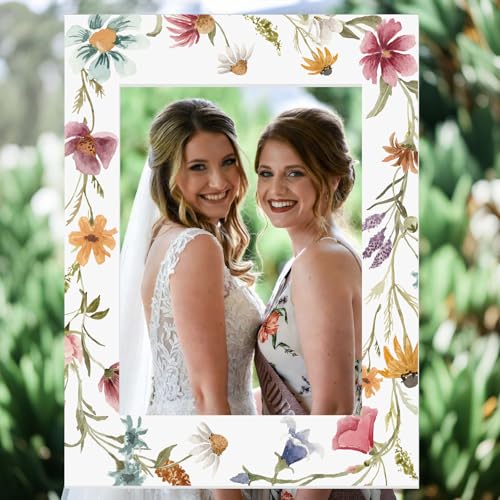 Bucherry 32 x 24 Inches Bridal Shower Photo Booth Props Picture Frame DIY PVC Cutouts Photo Booth Prop Selfie for Wedding Birthday Baby Shower Graduation Party Supplies Favor - style: Vintage Style