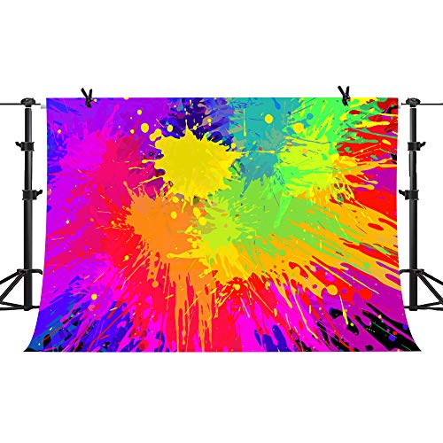 Colorful Paint Splash Backdrop Abstract Graffiti Style Photography Background Hip Hop 80's 90's Theme Vinyl 7x5ft Banner Photo Studio Props WQPH651 - size: 7x5ft