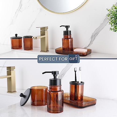 H Halston Amber Glass 9x5 Vanity Tray, Bathroom Organizer, Trinket Tray for Jewelry, toiletries, Organization, Durable Heavy Weight Construction
