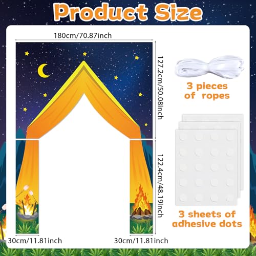 3Pcs Camping Party Decorations Porch Banners Backdrop for Summer Camp Campfire Adventure Door Cover Camper Theme Birthday Baby Shower Photo Booth Props Supplies - style: Camping Party