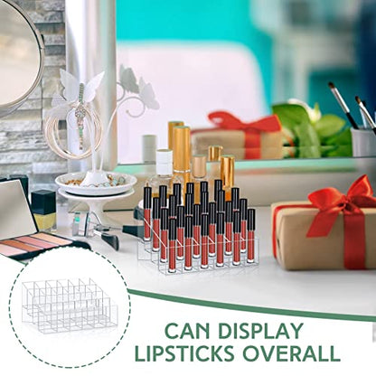 Macarrie 4 Pieces Lipstick Holder Organizer 24 Slot Acrylic Lipstick Makeup Organizer Case Display Stand Storage Box for Lipsticks Lipgloss Brushes Cosmetics - size: 24 Slot