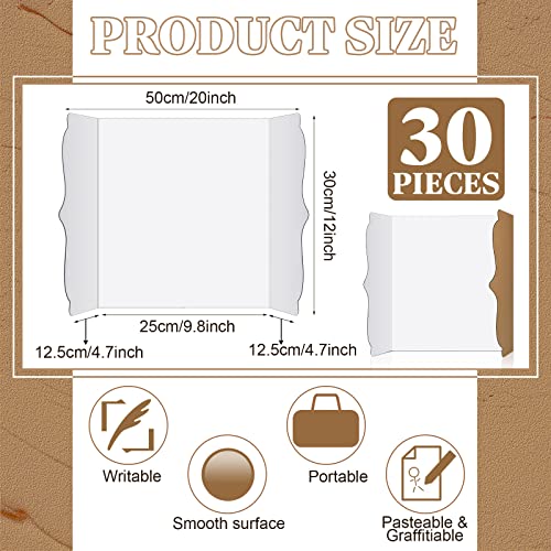 Censen 30 Pcs Trifold Poster Board 12 x 20 Inch Trifold Display Board Science Fair Display Boards Small White Corrugated Posterboard Project Boards Presentation for Science Fair School Business Office - color: White