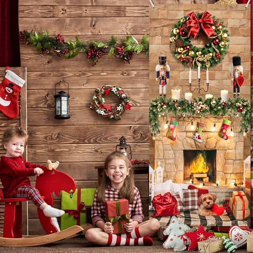 Buryeah Christmas Door Cover Decoration Christmas Fireplace Door Cover Xmas Nutcracker Banner Backdrop Photo Booth Prop Background for Winter Xmas Holiday New Year Party 6.5 x 3 Feet(Bright) - style: Bright