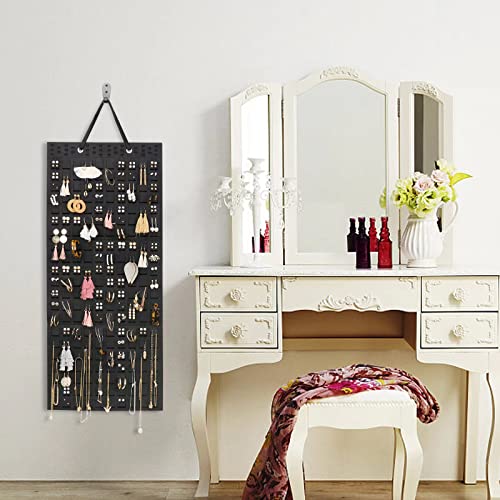 Resovo Extra Large Earring Organizer - Wall Mount Earring Holder for Up to 420 Pairs, Hanging Jewelry Organizer for Women & Girls - color: Black, size: 31*13.6 inches