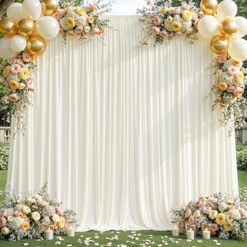 8x10FT Cream White Backdrop Curtains for Wedding Parties, Wrinkle Free Polyester Photography Backdrop Drapes for Wedding Baby Shower Birthday Parties Stage Background Stand Decorations 4x10ft,2 Panels - color: Cream White, size: W4' X H10'(2 Panels)