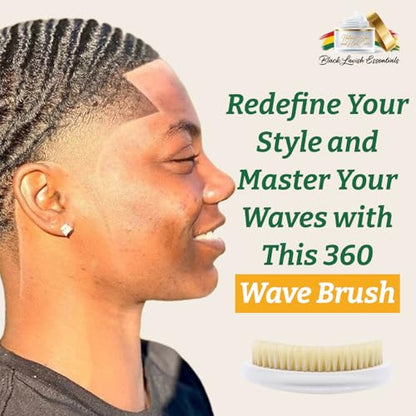 360 Wave Brush, Build Deeper Waves, Soft & Hard Boar Bristle, Curved Design, Black Lavish Essentials Signature (Soft Brush, White) - color: White, size: Soft Brush