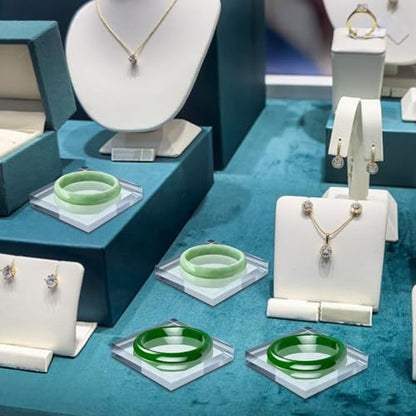 8pcs Acrylic Blocks for Display, 4 x 4 x 1 Inch Clear Polished Acrylic Cube Risers, Square Jewelry Display Stand Base for Rings Armband Jewelry