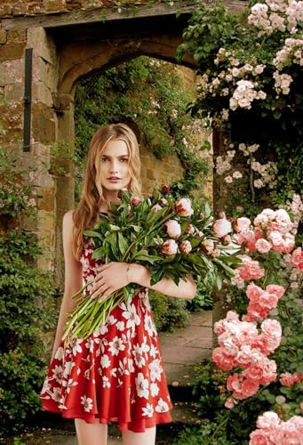 AOFOTO 7x9ft Vintage Garden Flowers Backdrop Blossoms Photography Background Medieval Castle Shabby Brick House Girl Adult Artistic Portrait Travel Photo Shoot Studio Props Video Drop Wallpaper Drape - size: 7x9ft