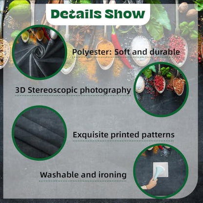 12x8ft Condiment Spice Backdrop Scoop Colorful Condiment Seasoning Food Cooking Material Black Plate Photography Background Party Conference Cuisine Video Studio Photo Props Polyester - size: 12x8ft-polyester