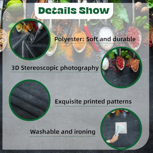 10x5ft Condiment Spice Backdrop Scoop Colorful Condiment Seasoning Food Cooking Material Black Plate Photography Background Party Conference Cuisine Video Studio Photo Props Polyester - size: 10x5ft-polyester