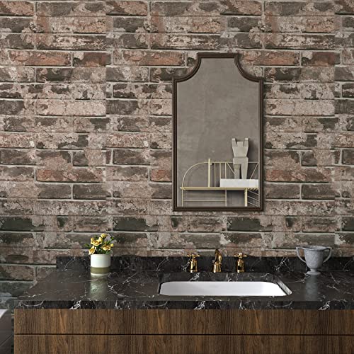 VaryPaper Vintage Brown Brick Wallpaper Peel and Stick 3D Textured Brick Contact Paper for Walls Removable Waterproof Self Adhesive Brick Wall Paper for Kitchen Backsplash Fireplace 15.7''x78.7'' - color: Brown Brick, size: 15.7" x 78.7"