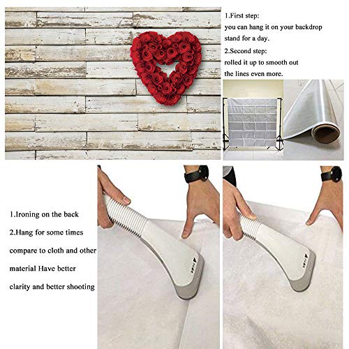 Red Rose Floral Wedding Photography Backdrop Valentine's Day Party Backdrops Love Heart Retro Wooden Wall Photo Background Bridal Shower Birthday Party Banner Photo Studio Prop 150 x 100cm Vinyl Cloth
