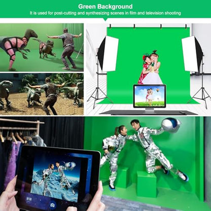 PULUZ Green Screen Backdrop Kit with Stand, 6.5X6.5ft Portable Green Screen Stand kit, GreenScreen Background with Stand Carrying Bag Clamp for Photoshoot, Photography Video, Live Streaming - size: 6.5 X 6.5 Ft