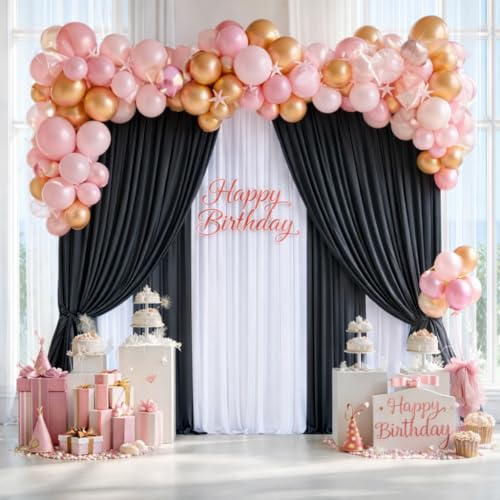 40x10 FT Black Wedding Backdrop Curtain, Fabric Backdrop Thick Polyester Drapes, Wrinkle Free Photography Background for Party, Event, 8 Panels 5x10 FT - size: 40FT(W) x 10FT(H)