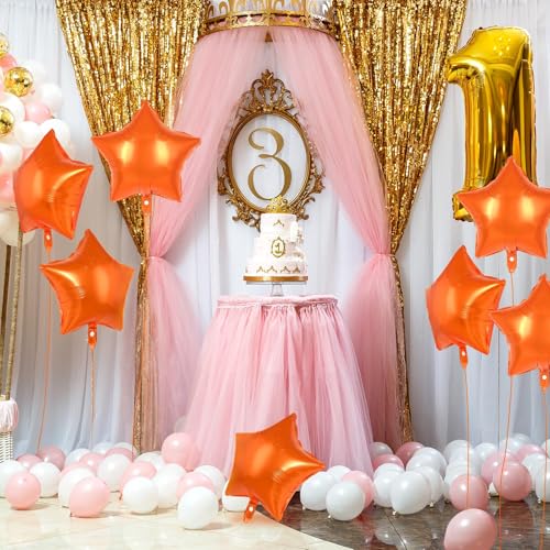 20 Pcs Orange Star Balloons,18 Inch Star Foil Balloons,Stars Shaped Balloon Mylar Helium Balloon for Birthday Party Anniversary Wedding Baby Shower Decorations (Orange) - color: 18inch-orange