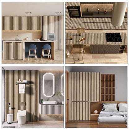 Brown Wood Slat Peel and Stick Wallpaper - 17.5"x300" Textured Faux Wood Self-Adhesive, Waterproof Removable Wall Panel for Bedroom, Kitchen, Accent Wall - Easy Install - color: Dark Brown, size: 17.5" x 300"