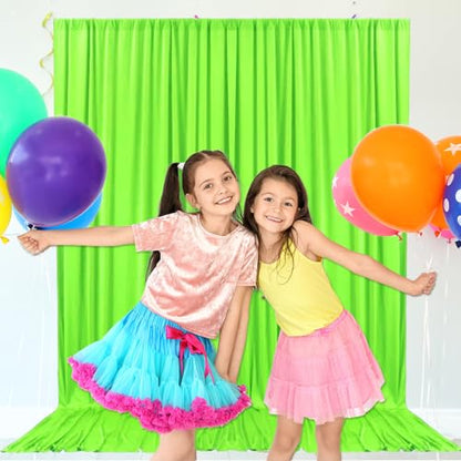 10ft x 10ft Fresh Green Backdrop Curtains for Parties, Fabric Satin Background Curtain with Rod Pockets for Weddings, Birthday, Baby Shower, Photography, Graduation Party Backdrop Drapes, 2 Panels - color: Fresh Green