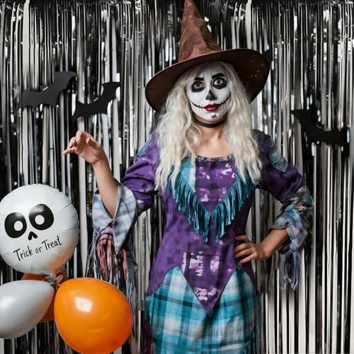Black Fringe Backdrop Party Decorations 3.3 x 8.2 ft, 2 Pack Foil Fringe Curtains Door Streamers, Black Tinsel Backdrop for Birthday Halloween Twilight Bachelorette Decor - color: Black