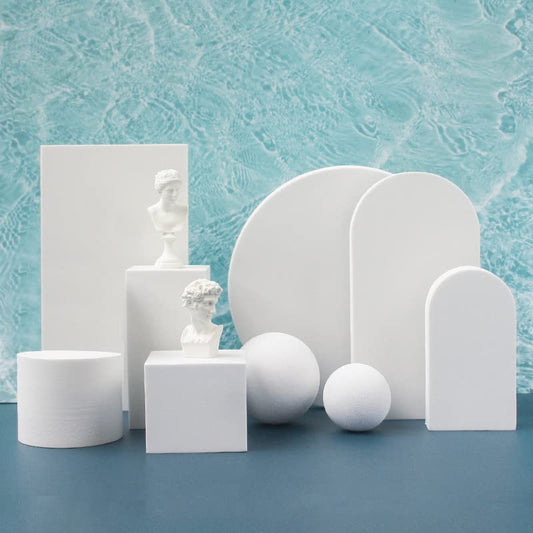 9PCS Product Photography Props Foam Cube, Photo Shooting Props for Food, Jewelry, Cosmetics and Accessories (White)
