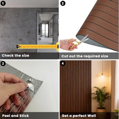 3D Wall Panels Peel and Stick – 15.74"x118" PVC Faux Wood Grain Texture, Self Adhesive Waterproof Wall Covering, DIY Accent Wall, Sofa Background Backsplash & Modern Home Decor, Covers 12.9 sq.ft