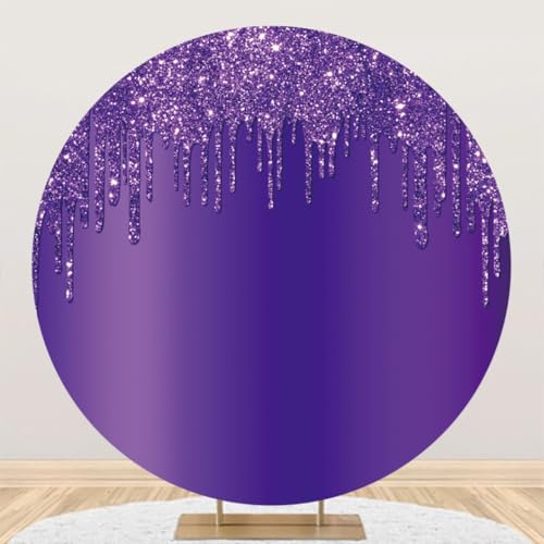 Yeele 7.5x7.5ft Purple Glitter Round Backdrop Luxury Sparkling Sequins Polyester Photography Background for Wedding Reception Baby Shower Birthday Party Supplies Decor Photo Video Shoot Props - color: Purple, size: 7.5x7.5ft-Diameter