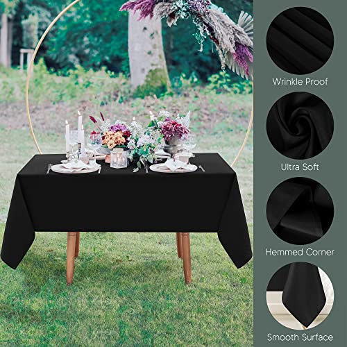 Utopia Kitchen Rectangle Table Cloth 2 Pack(60x60 Inches, Black), Tablecloth Machine Washable, Polyester Table Cover for Dining, Buffet Parties, Picnics, Events, Weddings and Restaurants - color: Black, size: 2 Pack 60x60 Inch Tablecloth