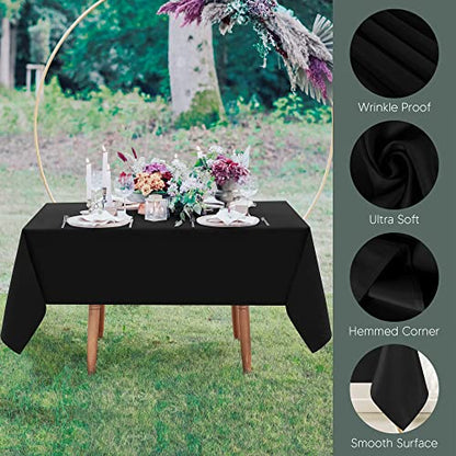 Utopia Kitchen Rectangle Table Cloth 2 Pack(60x60 Inches, Black), Tablecloth Machine Washable, Polyester Table Cover for Dining, Buffet Parties, Picnics, Events, Weddings and Restaurants - color: Black, size: 2 Pack 60x60 Inch Tablecloth