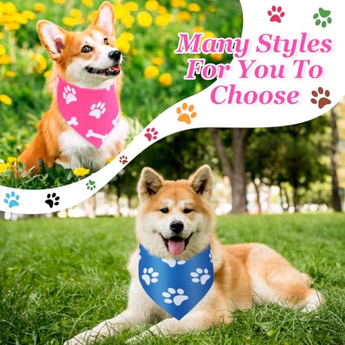 Abbylike 100 Pcs Paw Print Dog Bandanas Bulk Soft Triangle Kerchief Bibs Scarf Set for Pets Dogs Walking Photo Props Pets Shops Adoption Events Party Costume (31.5 x 21.7 x 21.7 Inch) - size: 31.5 X 21.7 X 21.7 Inch, style: Paw Print