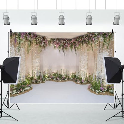 15x10ft Wedding Backdrop for Cradle Ceremony Background for Proposal Flowers Curtain Wedding Ceremony Banner Bridal Shower Background Mother's Day Floral Marriage Backdrop - size: 15x10ft
