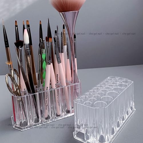 Clear Acrylic Lipstick Organizer Makeup Nail Brush Eyeliner Lip Liner Holder 26 Spaces Cosmetic Display Case - size: 26 Spaces