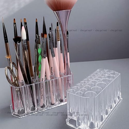 Clear Acrylic Lipstick Organizer Makeup Nail Brush Eyeliner Lip Liner Holder 26 Spaces Cosmetic Display Case - size: 26 Spaces