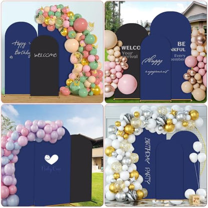 Arch Backdrop Cover Set of 2(6ft/7.2ft) Double Color Wedding Arch Cover Spandex Fitted Arch Covers,Round Top Arch Backdrop Cover for Baby Party Birthday Banquet Shower (Black+Blue) - color: Black+Blue
