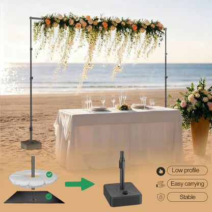EMART Backdrop Stand with Heavy Duty Water Tank Base 7x10ft Adjustable Metal Photo Backdrop Stand Kit Pipe and Drape Square Background Frame for Birthday Party, Wedding Decorations, Studio Photography - size: 7x10ft