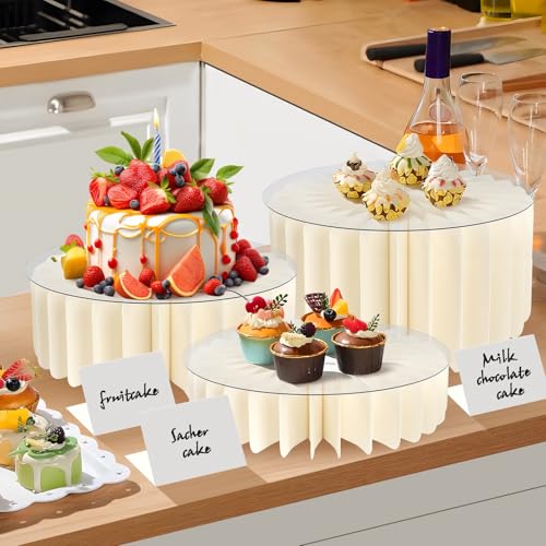 Buffet Risers Food Risers for Buffet Table Acrylic Risers Display Stands Tall Cake Stands Cylinder Stands for Party Pedestal Cake Stand Dessert Table Display Set Cupcake Stands Cupcake Display (8 Pcs White) - size: 8 Pcs White
