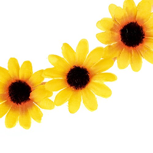 Floral Fall Boho Sunflower Crown Hippies Daisy Hair Wreath Bridal Headpiece Photo Props DY-01 (Yellow) - color: Yellow