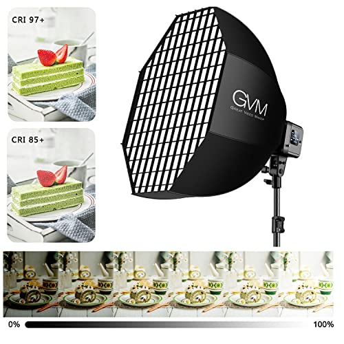 GVM SD80S 80W COB Video Light Kit, 5600K Continuous Lighting for Photography with Bowens Mount Softbox&Stand, 8 Lighting Effects Support AC Adapter & NP Series Battery - color: softbox lighting kit