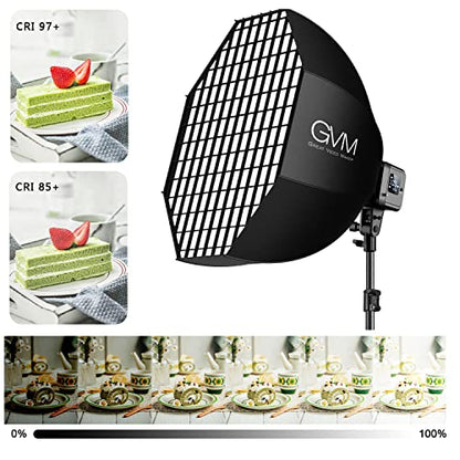 GVM SD80S 80W COB Video Light Kit, 5600K Continuous Lighting for Photography with Bowens Mount Softbox&Stand, 8 Lighting Effects Support AC Adapter & NP Series Battery - color: softbox lighting kit