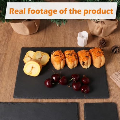 8 Pack 12 x 8 Inch Slate Cheese Boards, Black Rectangle Slate Charcuterie Boards, Natural Charcuterie Stone Plates for Parties, Gifts, and Special Events, Cheese, Sushi, Food. - size: 8 Pack 12 X 8 Inch