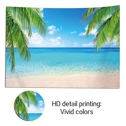 Summer Tropical Beach Photography Backdrops Seaside Island Palm Trees Photo Blue Sky White Clouds Background for Hawaii Pool Party Luau Theme Decoration Studio Props Banner (7x5 FT) - size: 7x5 FT