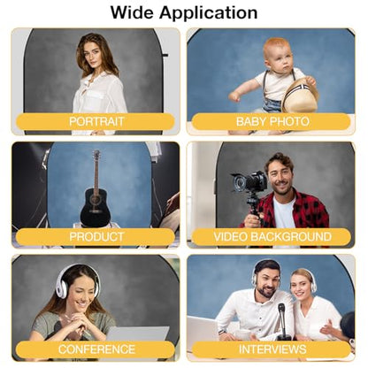 Kate 5x6.5ft(1.5x2m) Collapsible Backdrop Grey Blue Collapsible Twist Flex Folding Pop up Backgrounds for Photoshoot, Headshots Photo, Video Calls
