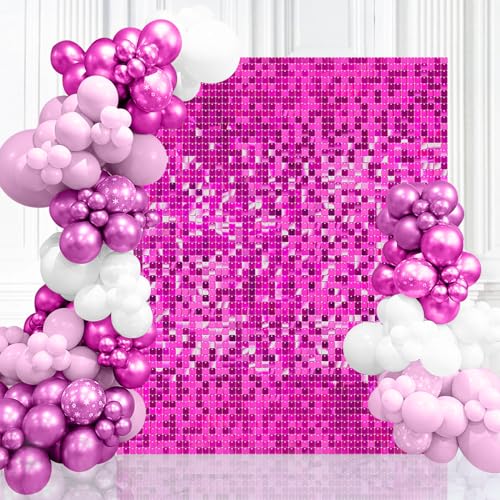Hot Pink Shimmer Wall Panels Sequin Wall 6FTx4FT Glitter Background for Disco Party Wedding Anniversary Girls Birthday Bridal Shower Decorations - color: Hot Pink, size: 6ftx4ft