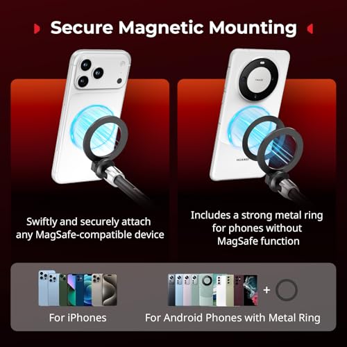 SmallRig Magic Arm Clamp w/ 1/4" Screw, Phone Mount for Magsafe & Magnetic Adapter Ring, 11 Inches Integrated Magic Arm for iPhone, for Android, for Action Cameras/LCD Monitor/LED Lights - 5604 - size: 11''+phone mount