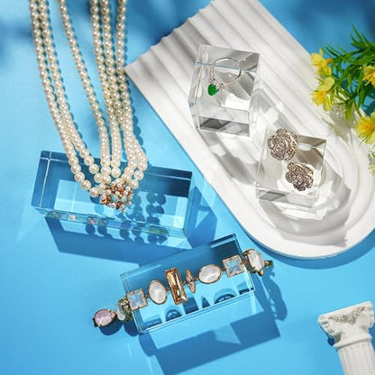 Clear Polished Glass Cube Photo Props, Transparent Solid Glass Display Blocks for Photography Boutique Jewelry Cosmetic Crafts Closet Show, 4 Pack (Transparent Cube)
