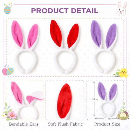 Easter Headbands and Glasses Set, 6PCS Bunny Ear Headbands & Funny Easter Glasses, Cute Photo Props for Easter - color: A